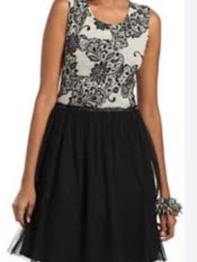 Anthropologie Made In San Fransisco Black & White Sleeveless Fit-and-Flare Dress